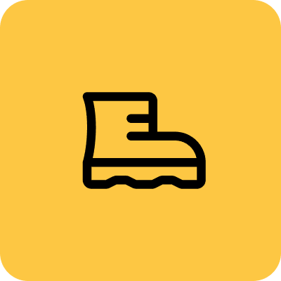 Boot icon on yellow background.