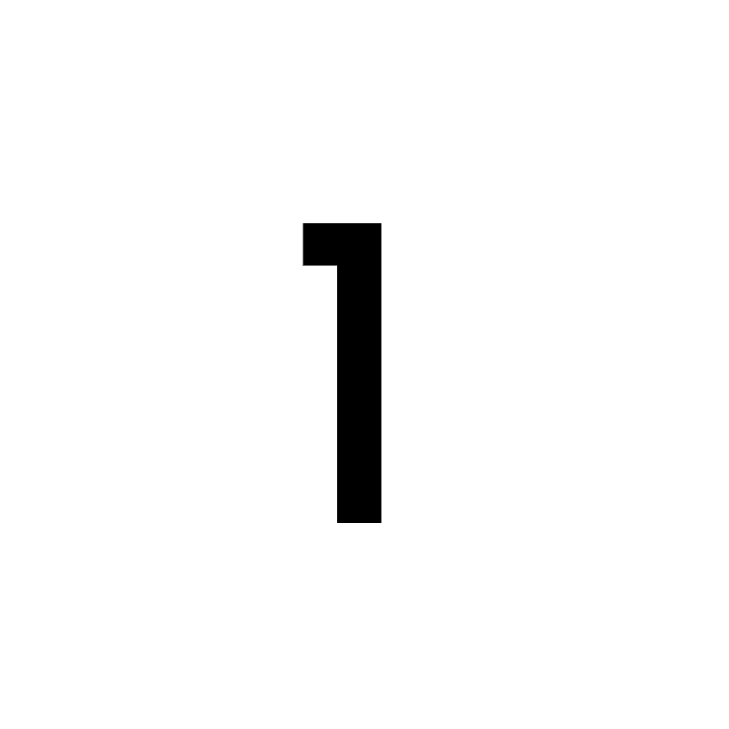 Black number one in white circle.